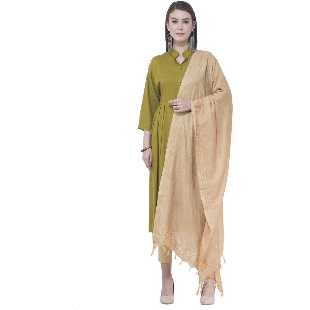 A R SILK Copper Color Golden border Cotton Dupattas and Chunnis