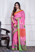 Morchari Multicolour Cotton Handloom Mirror Work Saree Unstitched Blouse - Distacart