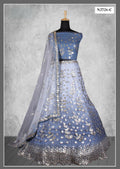Blue Net Thread With Sequence Work Lahenga Choli - Nimaya Ishani
