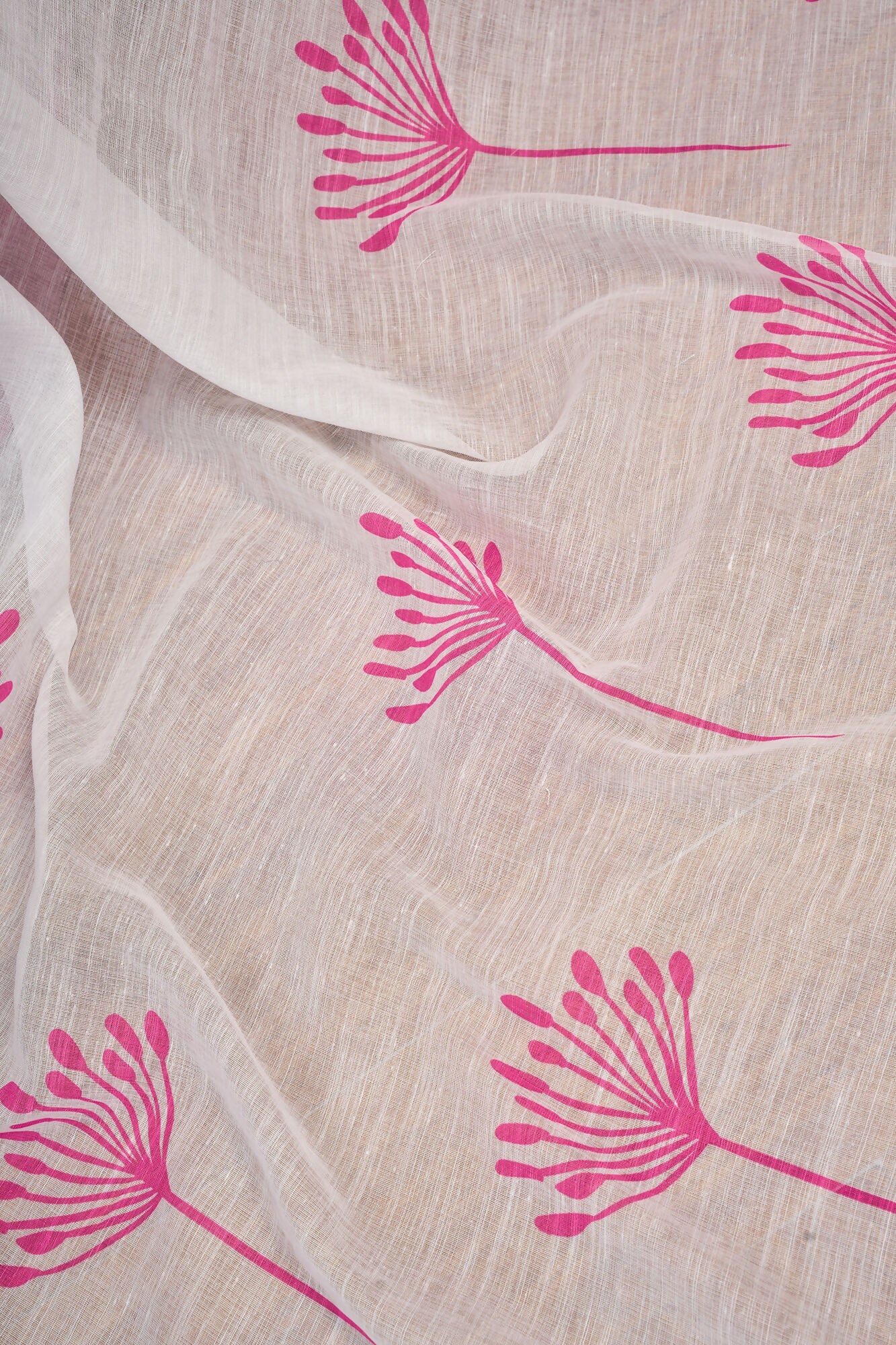 Vastranavya White Digital Printed Linen Ready To Wear Designer Saree with Unstitched Blouse - Distacart