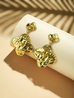 Nuyug 18k Gold-Plated Contemporary Molten Metallic Finish Floral Drop Dangler Earrings - Distacart