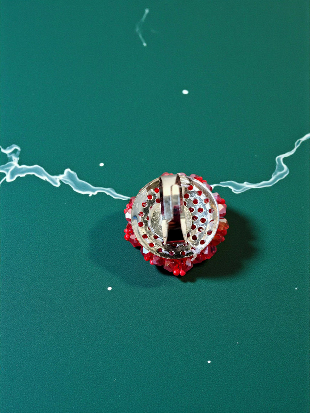 Inhanns Rang-E-Roshan Adjustable Ring – Handmade Crystal Statement Ring - Red Small