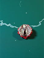 Inhanns Rang-E-Roshan Adjustable Ring – Handmade Crystal Statement Ring - Red Small