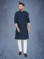 Even Apparels Men's Pure Cotton Blue Kurta