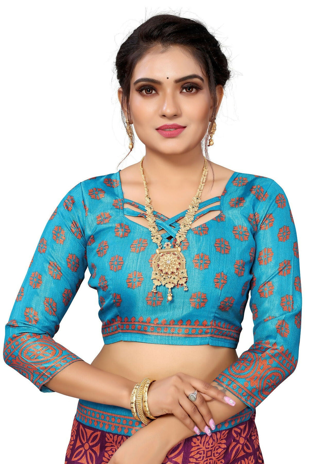 Vamika Purple Printed Art Silk Saree
