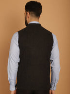 Even Apparels Pure Wool Nehru Jacket - Charcoal