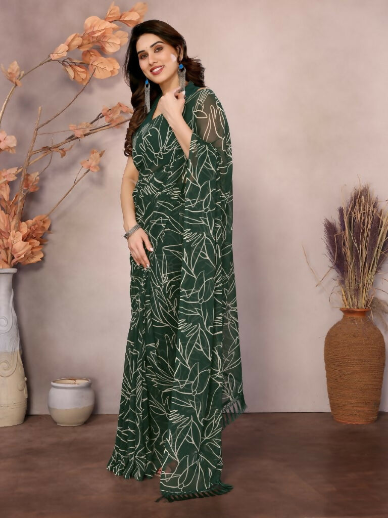Partywear Designer Georgette Green Fancy Saree - Durga