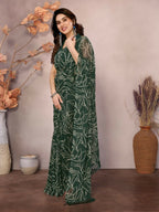 Partywear Designer Georgette Green Fancy Saree - Durga