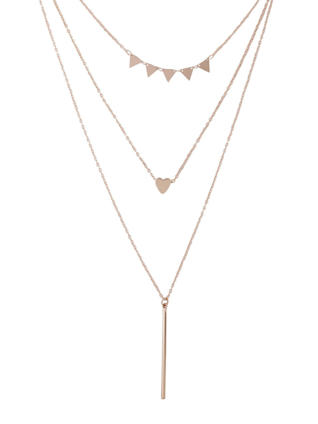 NVR Women's 3 Layered Gold-Polished Minimal Layered Necklace