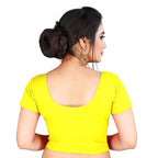 Vamika Yellow Lycra Plain Blouse - Distacart