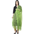 A R SILK Cotton square Regular Dupatta Parrot Green Color Dupatta or Chunni