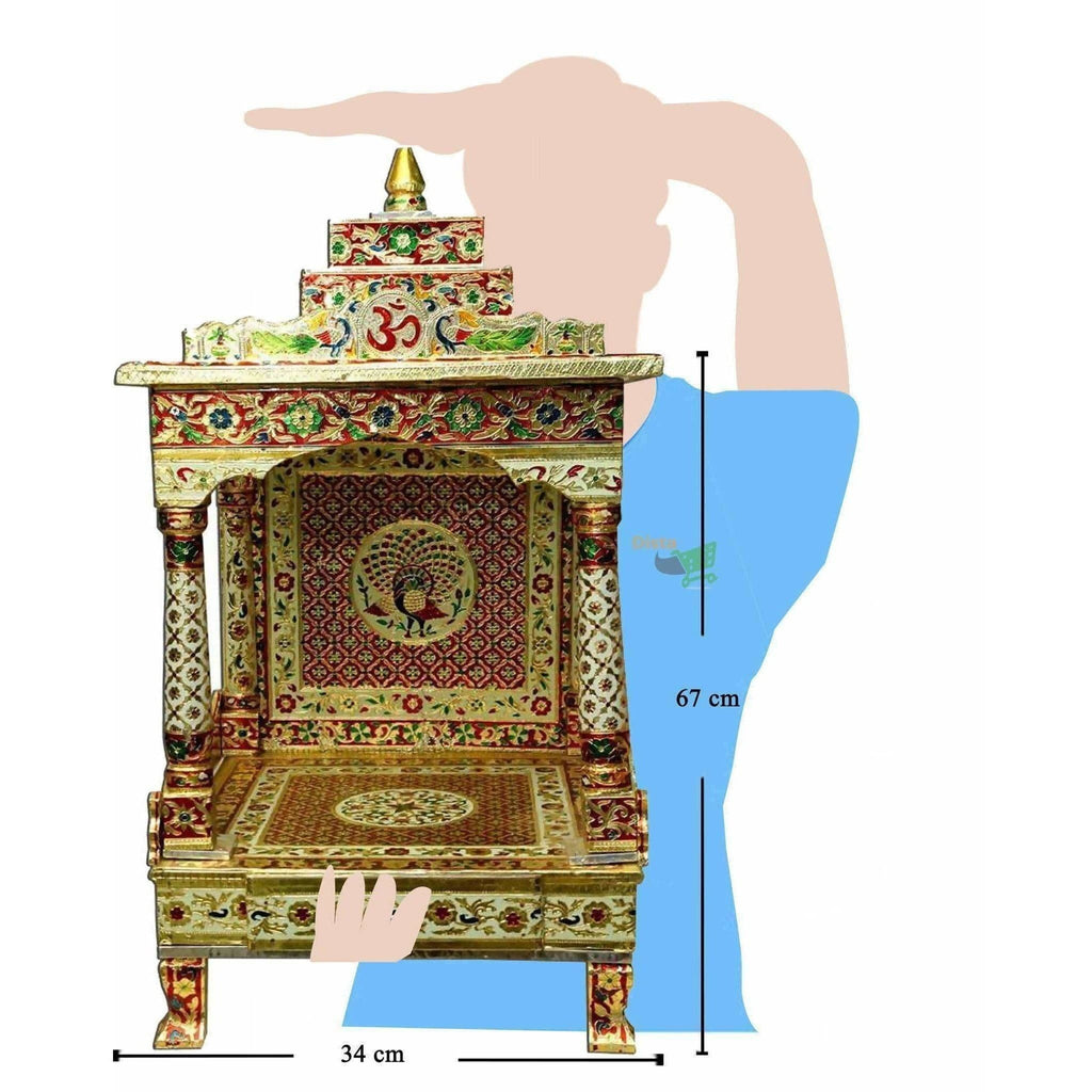 Silver Coated Multi Color Pooja Mandir / Pooja Mandiram Multi Color