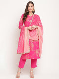 Ahalyaa Dark Pink Crepe Printed Salwar Suit Sets With Dupatta