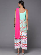 Ahalyaa Women Blue Floral Printed Kurta with Patiala & With Dupatta - Distacart
