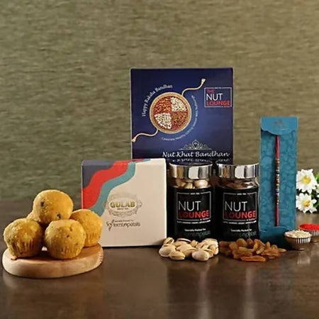 Pearl Sleek Rakhi With Dry Fruits & Besan Laddoos