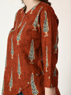 Myshka Women's Rust Printed Top