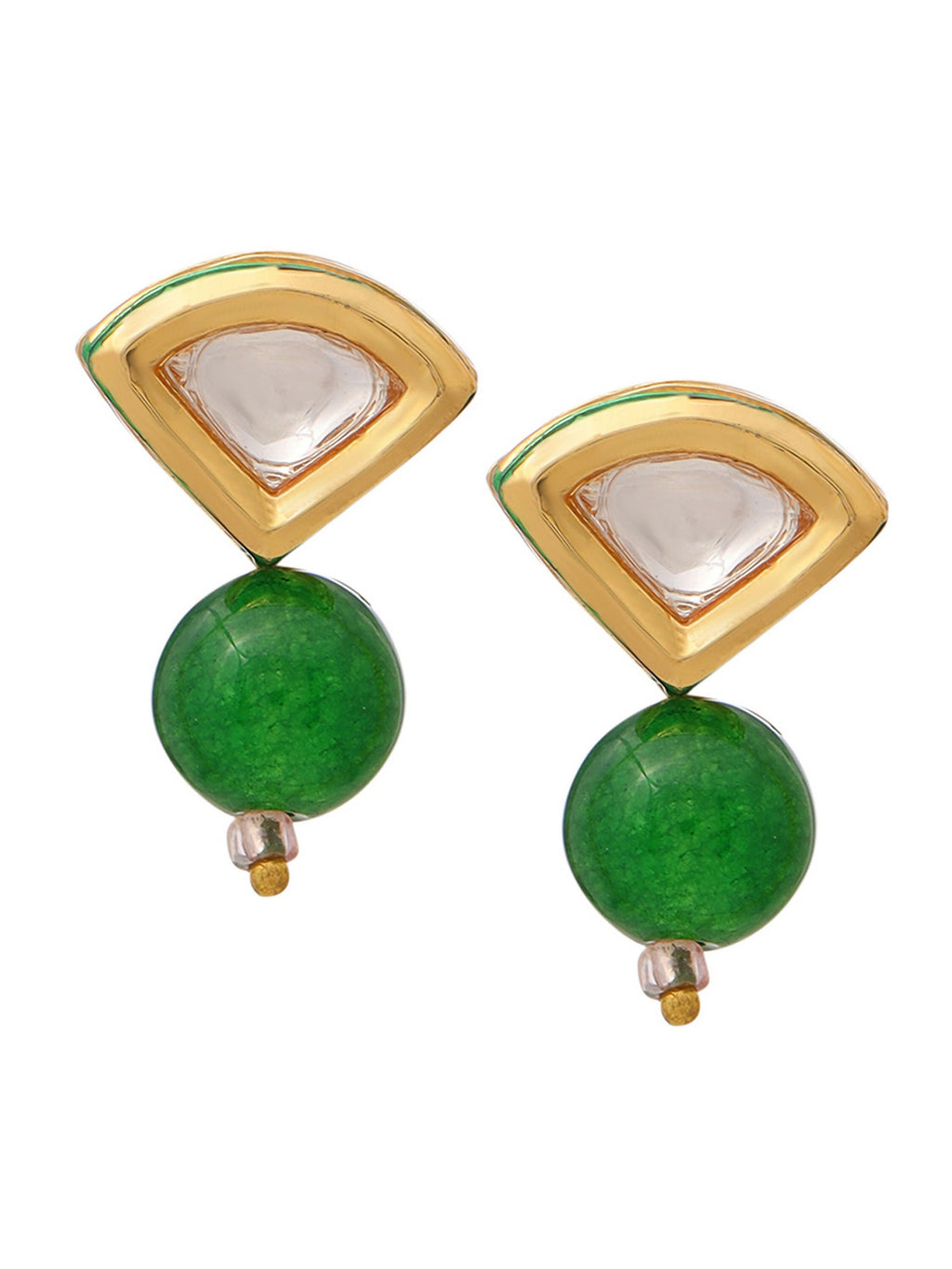 Ruby Raang Kundan and Green Stone Necklace with Studs