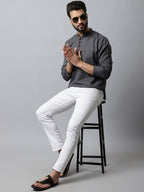 Even Apparels Grey Color Pure Cotton Men's Kurta With Side Placket (SLD1202) - Distacart