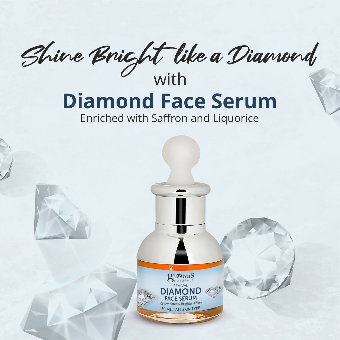 Globus Naturals Revival Diamond Shine Boosting & Anti Ageing Face Serum - Distacart
