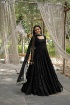 Joban Fashion Black Georgette Sequence Embroidery Work Kurta Set - Distacart