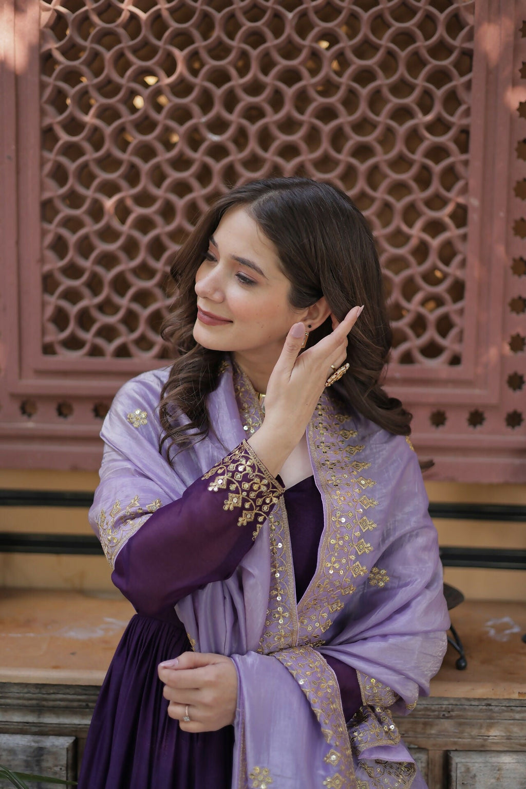Joban Fashion Purple Georgette Sequence Embroidery Work Kurta Set - Distacart