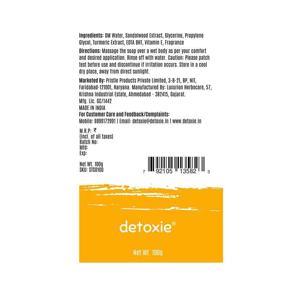Detoxie Sandalwood Handmade Soap - Distacart