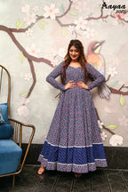 Aayaa Pure Ab Cotton Gown With Heavy Digital Print - Multi Color - Distacart