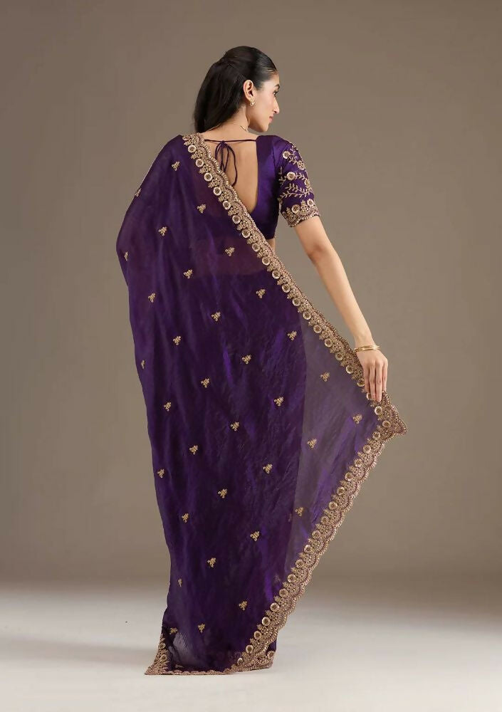Joban Fashion Blue Frendy Satin Silk Party Wear Sarees - Distacart