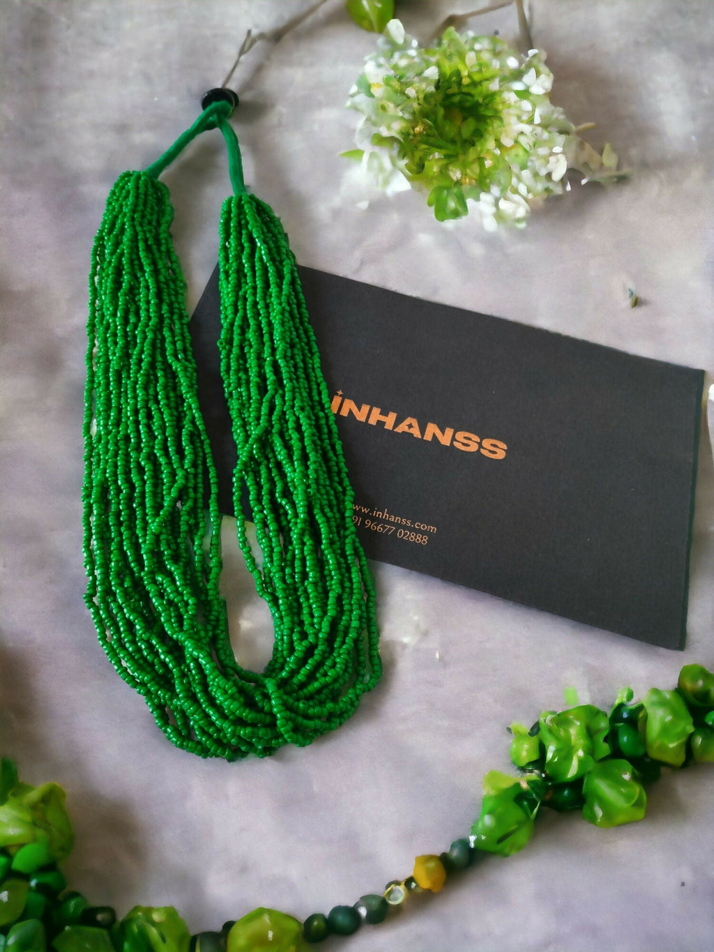 Inhanns Handmade Beaded Multilayer Necklace, 20 Layers - Green