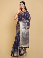Kalamandir Ethnic Motifs Violet Silk Blend Saree