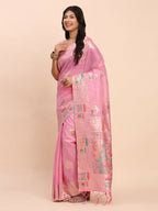 Shree Shyam Fashion Linen Cotton Pink Saree - Distacart