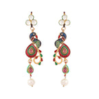 Nuyug 22K Gold Plated Pearl Drop Kundan Studded Ethnic Peacock Shaped Drop Earrings - Distacart