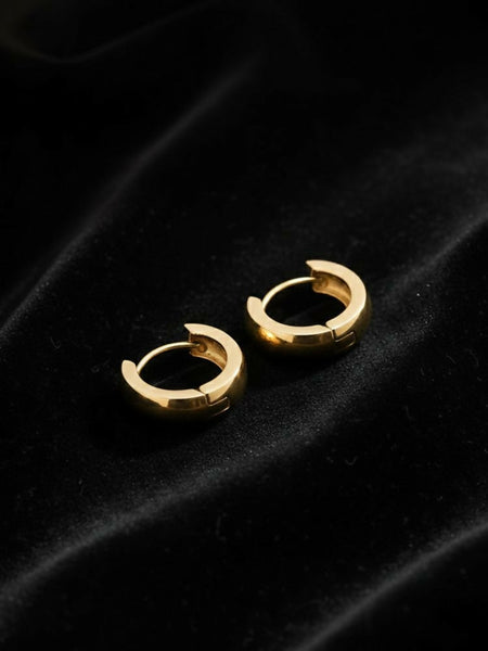 NVR Men's Gold Plated Hoop Earrings