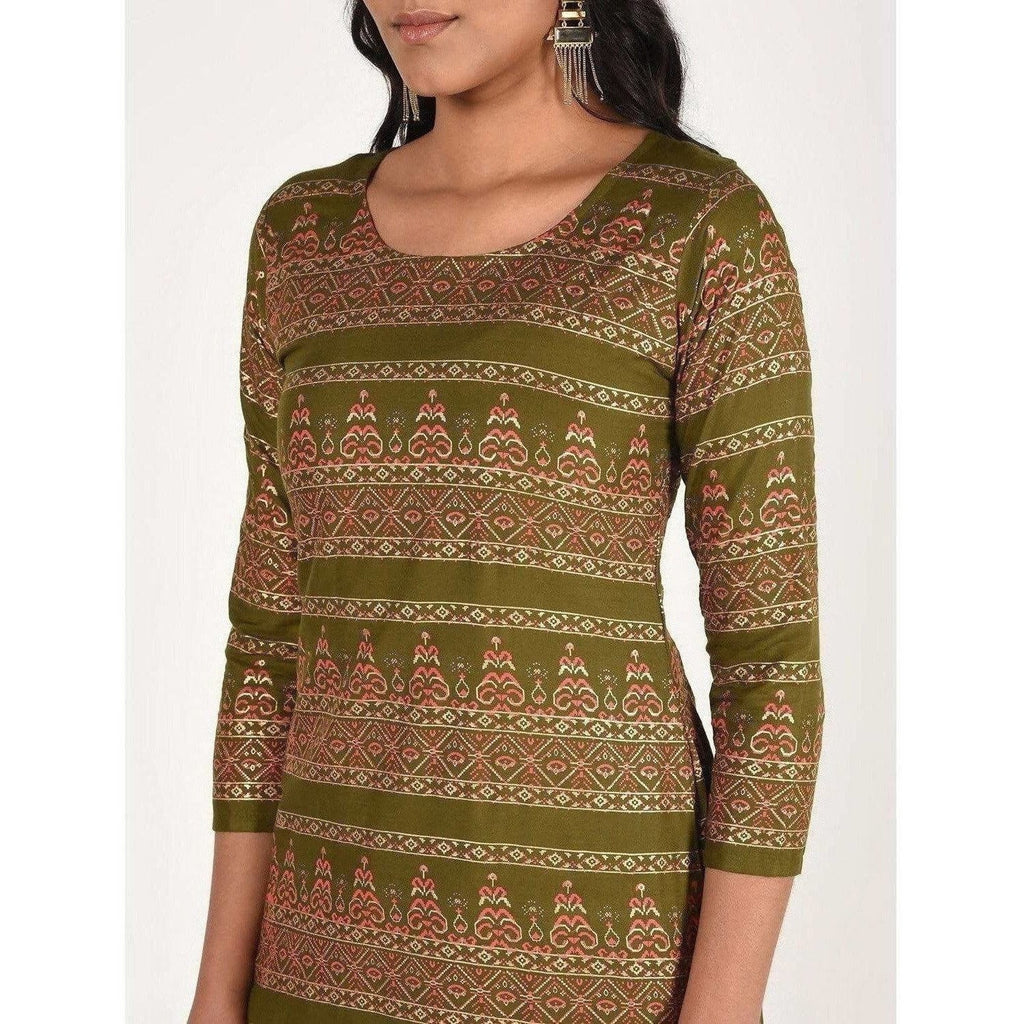 Cheera Women's Beautiful Gold Ptint Straight Kurta (CH068K)