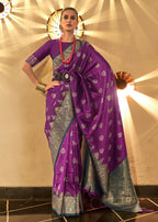 Trendy Weaving Silk Royal Purple Designer Saree - Emponline