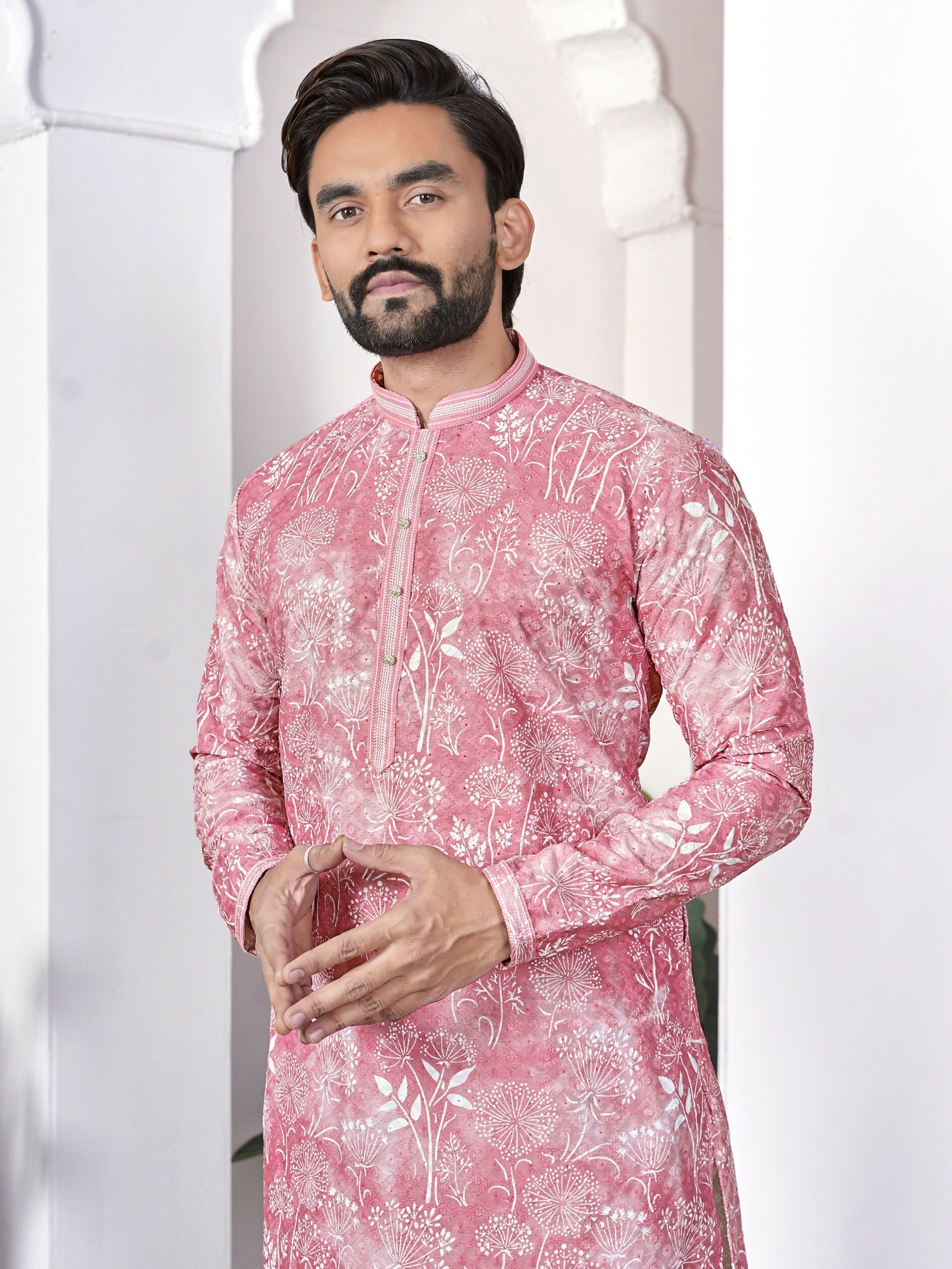 Anaita Pink Digital Printed Work Cotton Straight Kurta
