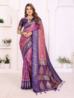 Aastha Fashion Purple South Soft Silk Zari Weaving Saree - Distacart