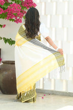 Beatitude Yellow Cotton Jacqaurd Border Tangail Handloom Saree