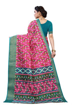 Vamika Pink & Green Linen Jari Border Saree (JANKI PINK) - Distacart