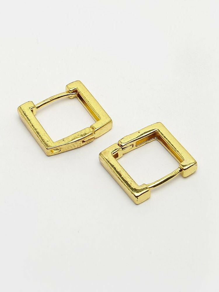 NVR Men's Gold Plated Geomatric Shaped Hoop Earrings - Distacart