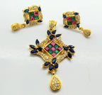 Multicolor Stones AD Designer Pendant Set
