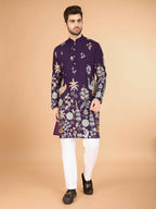Vastranavya Exclusive Wedding Wear Viscose Rayon Thread Embroidered Work Kurta