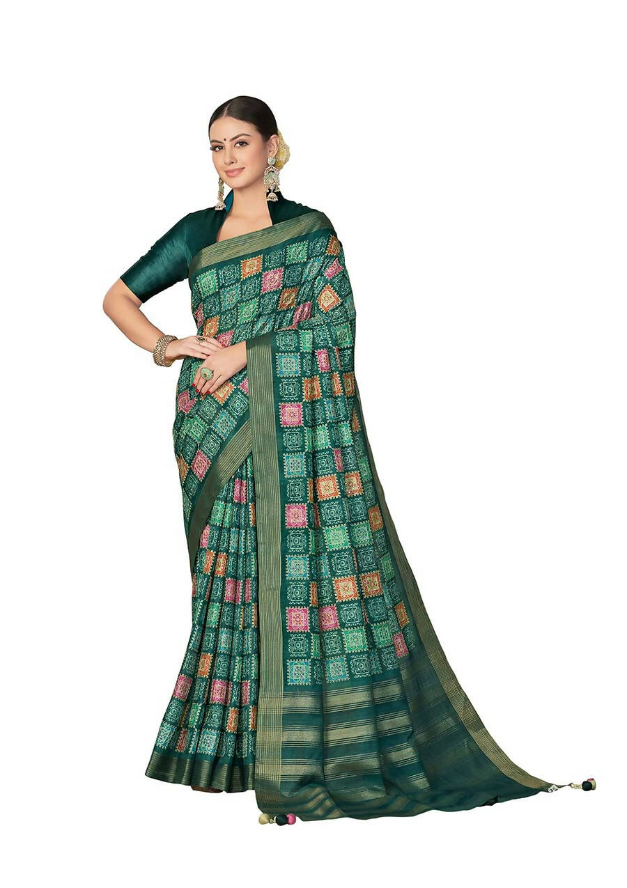 Green Rangkat Tussar Silk Woven Design Saree with Unstitched Blouse - Mohmanthan Eshani