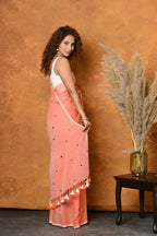 Very Much Indian Pure Mul Cotton Handloom Saree - Peach - Distacart