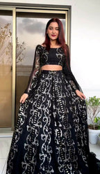 Jyoti Fashion Women's Black Faux Georgette Sequins with Thread Embroidered Designer Lehenga Choli Set