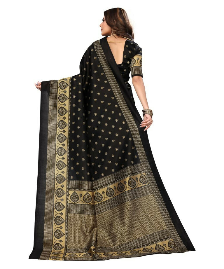 Vamika Black Printed Art Silk Saree