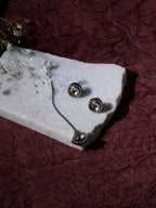 Dual Tone Kundan Maang Tikka with Earrings Jewellery Set (silver) - Ruby Raang