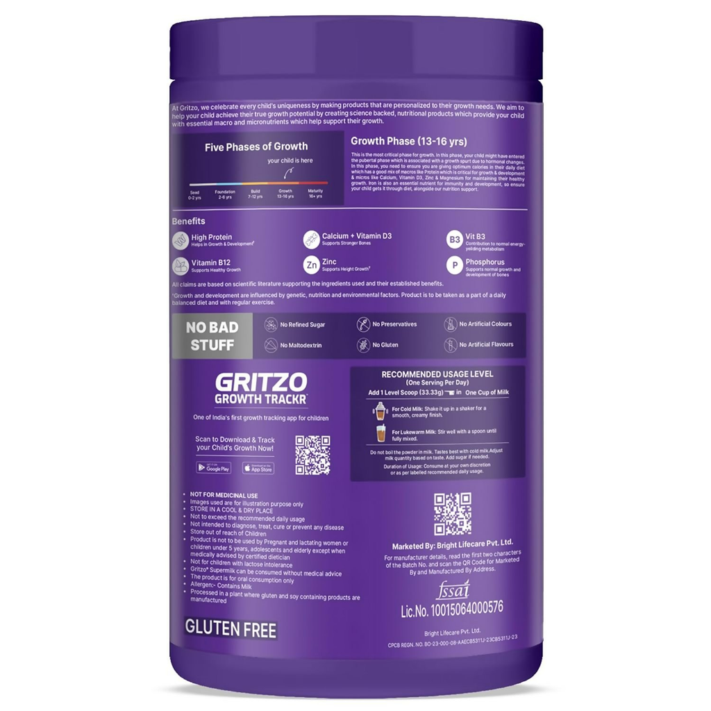 Gritzo SuperMilk Athlete Black Panther (13+y Boy & Girl), 17g Protein Powder (Cafe Mocha)