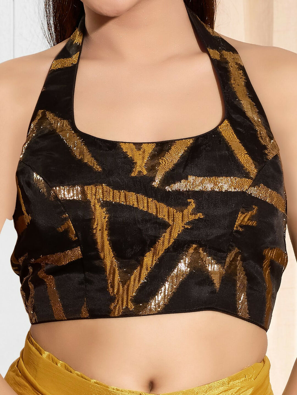 Joban Fashion Mustard Cotton Padded Blouse With Square Neck Sleeveless - Distacart