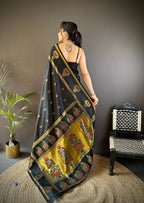 Joban Fashion Black Meenakari Weaving Paithani Sarees
